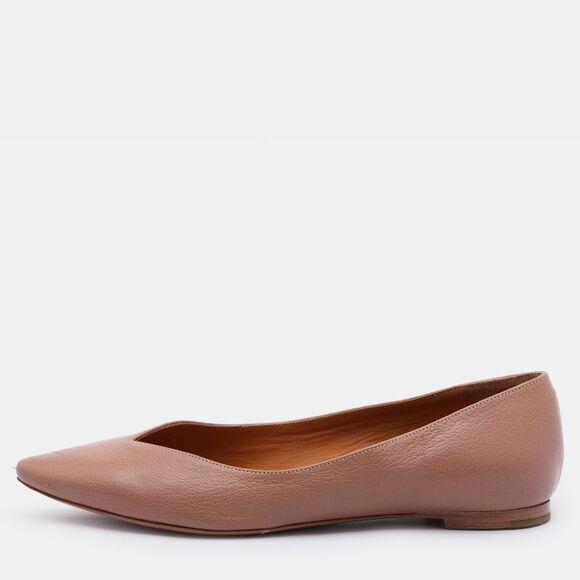 Chloe Beige Leather Pointed Toe Ballet Flats 35,New Products : American Fashion Style Bags On Sale